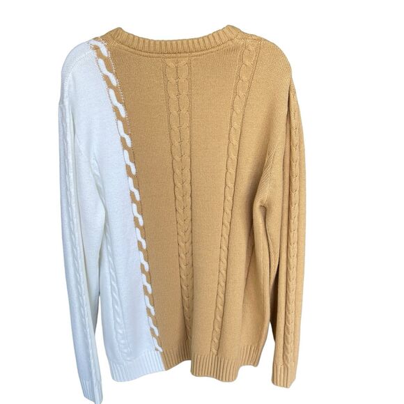 Novamen Cody Sweater Mens Extra Large XL Brown White Cable Knit Pullover - Picture 2 of 11